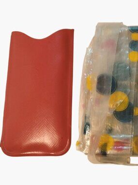 Polka Dot Rain Cover Accordion Folding  Red Case Vintage French 1950s Costume